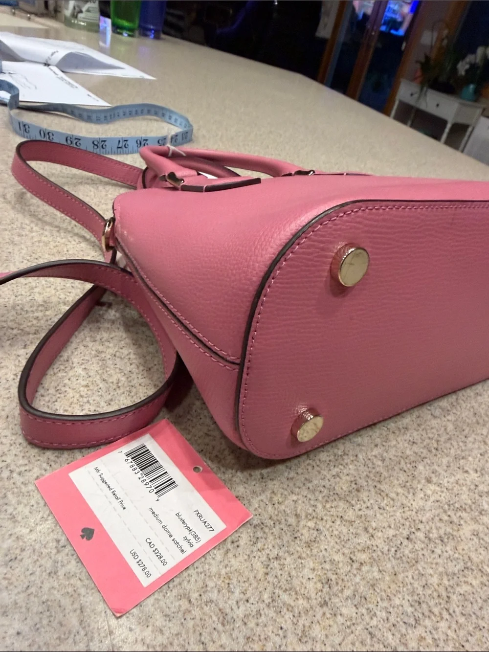 kate spade blustery pink “SylviaPebbled  medium Dome Satchel w/ Removable Strap